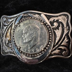1972 Eisenhower Silver and Gold Coin Belt Buckle